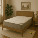 Le matelas MYOSOLYS dans une ambiance zen – mousse sur mesure et soutien ferme pour un sommeil réparateur