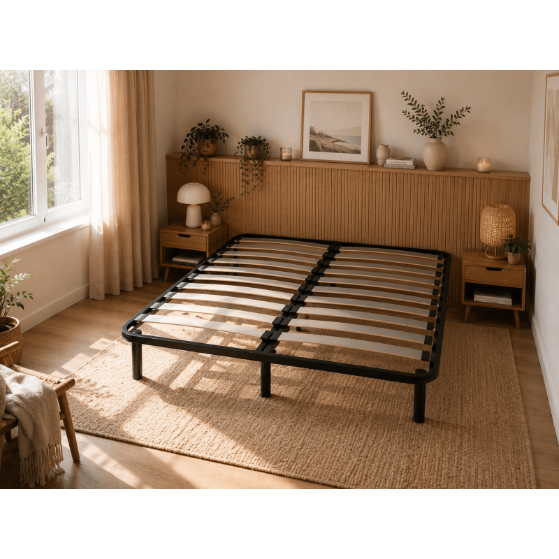 Sommier cadre à lattes Apolo+ avec pieds | 80x200, 90x190, 160x200