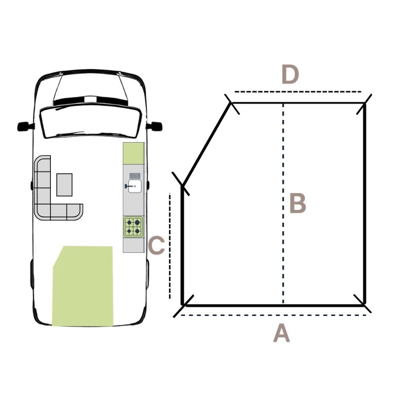 Matelas camping car sur mesure forme pan coupé